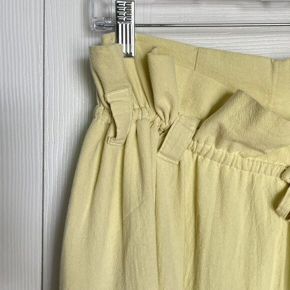 New Free People Paper Bag Waist Tapered Tie Waist Trousers Size XS Yellow 8-12 - Picture 14 of 16